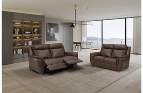 Goossens Excellent Relaxbank Vlore bruin, leer, 3-zits, stijlvol landelijk
