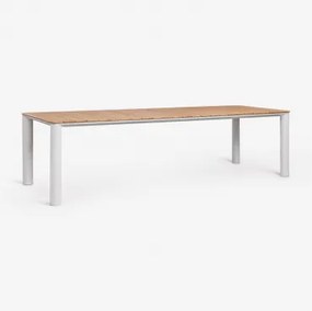 Rechthoekige Tuintafel Van Aluminium En Teakhout Sirka Gardenia Wit & 285 X 105 Cm - Sklum