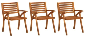 vidaXL Tuinstoelen 3 st met kussens massief acaciahout