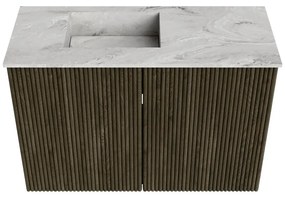 Mondiaz Joya DLux 60cm toiletmeubel shadow met wastafel faye links zonder kraangat glace