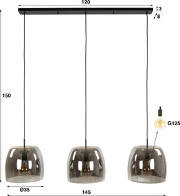 Eettafel Hanglamp Grijs Rook Glas
