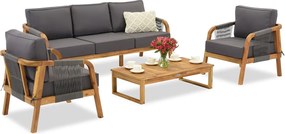 Acaciahouten tuinmeubelen Mumbai Coffee 5 met Garden Point poefs