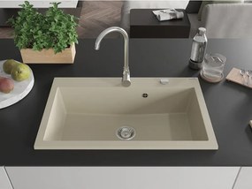 Mexen Elix granieten spoelbak 1-komor 800 x 500 mm, beige, sifon chroom - 6527801005-69