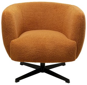 Kare Design Peony Draaibare Fauteuil Zachte Stof Oranjebruin