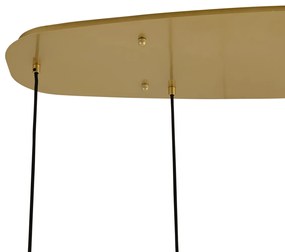 Hotel Chique hanglamp messing met amber glas 5-lichts - Gus