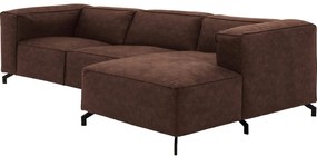Goossens Bank Calvin bruin, micro leer, 3-zits, modern design