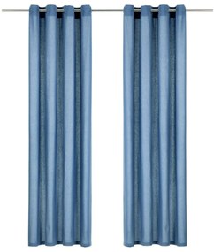 vidaXL Gordijnen met metalen ringen 2 st 140x245 cm katoen blauw