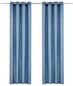 vidaXL Gordijnen met metalen ringen 2 st 140x245 cm katoen blauw