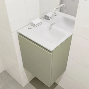 Mondiaz Olan 40cm toiletmeubel army met wastafel talc rechts geen kraangat
