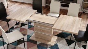 Mazzoni PIANO eiken sonoma / witte inzetstukken - moderne uitschuifbare tafel tot 200 cm