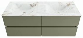 Mondiaz Vica DLux badmeubel 130cm army 4 lades met wastafel frappe dubbel zonder kraangat
