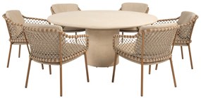 Hampton Martinique dining tuinset 160xH75 cm rond 7 delig mortex amber 4 Seasons Outdoor