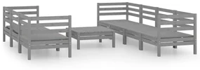 vidaXL 8-delige Loungeset massief grenenhout grijs