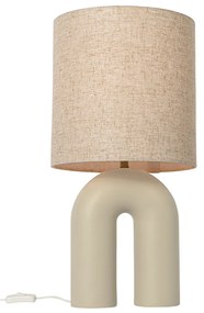 Scandinavische tafellamp beige met linnen kap beige - Lotti Design, Modern E27 Binnenverlichting Lamp