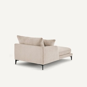 Longchair in stone-kleurig fluweel, MODERNISTE, ontwerp van Emmanuel Gallina