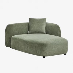 Chaise Longue Rechts Voor Modulaire Bank In Chenille Coco Stof Chenille Groen – Salie - Sklum