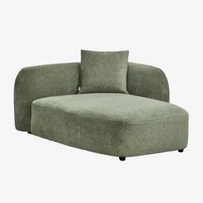 Chaise Longue Rechts Voor Modulaire Bank In Chenille Coco Stof Chenille Groen – Salie - Sklum