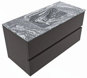 Mondiaz Vica DLux badmeubel 100cm dark grey 2 lades met wastafel lava midden zonder kraangat