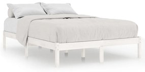 vidaXL Bedframe massief hout wit 135x190 cm 4FT6 Double