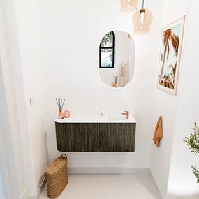 Mondiaz Joya 100cm toiletmeubel ronding links shadow met wastafel faye rechts 1 kraangat talc
