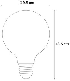 Set van 5 E27 dimbare LED spiraal filament G95 4W 270 lm 2700K