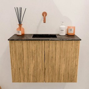 Mondiaz Joya DLux 60cm toiletmeubel oak met wastafel faye midden zonder kraangat lava