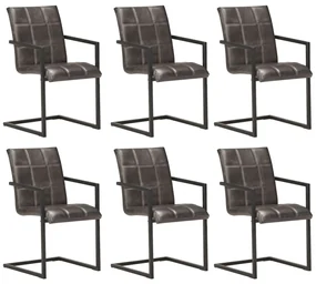 vidaXL Eetkamerstoelen 6 st echt leer grijs