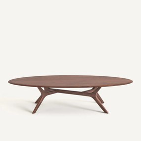 Ellipsvormige salontafel van massief notenhout, MARICIELO