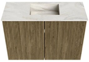 Mondiaz Joya DLux 60cm toiletmeubel dusk met wastafel faye midden zonder kraangat ostra