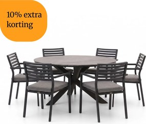 + 10% kassakorting | Diningset Bellagio | 6 personen polywood | Tuinset stapelbaar | 7-delig | Kees Smit Tuinmeubelen