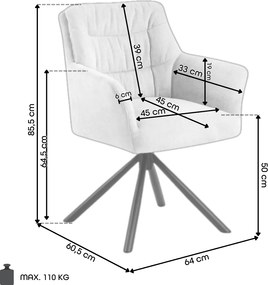 ARTHUR Beige (stof Caso 3) - MODERNE DRAAISTOEL MET BEKLEDING VOOR WOONKAMER/EETKAMER/KANTOOR LOFT