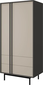Kledingkast Levali 100, Antraciet, Beige, 195x93x60cm, 76.5 kg, Kledingkast deuren: Met scharnieren