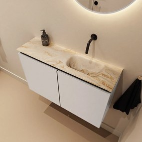 Mondiaz Ture DLux toiletmeubel 80cm linen met wastafel frappe rechts zonder kraangat