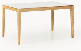 Eettafel Jackson met tafelblad in marmerlook, verschillende formaten, beige