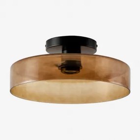 Jaxal Glazen Plafondlamp Gerookt Bruin & Ø35 Cm - Sklum
