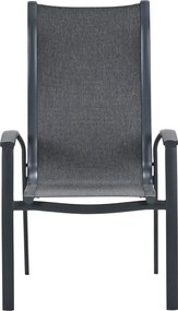 Garden Impressions Hilly tuinstoel stapelbaar donker grijs - 2 stuks