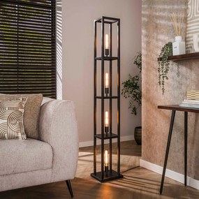 Vloerlamp 4-lichts Zwart