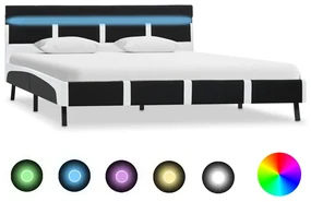 vidaXL Bedframe met LED kunstleer zwart 160x200 cm