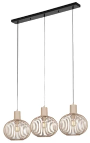 Eettafel / Eetkamer Moderne draad hanglamp zwart met beige 3-lichts - Gila Modern GU10 rond Binnenverlichting Lamp