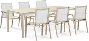Tuinset 6 personen 220 cm Aluminium Zand/Beige Lifestyle Garden Furniture Fiora/Como