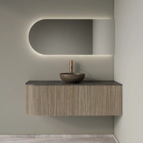 Gliss Design Alluro badmeubel ribbelfront met ronding links 120cm corn silk en zwart leisteen toppaneel