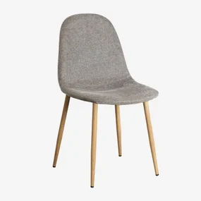 Pak 4 Glamm-eetkamerstoelen In Natuurlijk Hout & Stof Zandbruin - Sklum