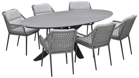 Garden Impressions Pemba tuinset 7-delig - Scot tuintafel Napoli sand 230x115 cm