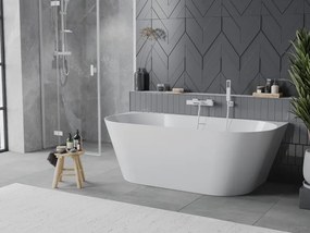 Mexen Oval Slim vrijstaande wandbad 170 x 80 cm, wit, witte overloop - 52661708000-20