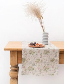 Handgemaakte linnen tafelloper Botany op Light