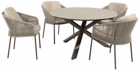 Taste by 4 Seasons Florence tuinset terre met Prado tafel keramiek 130 cm Tuinstoel   bruin weerbestendig