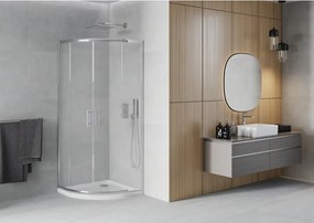 Mexen Rio halfklassieke douchecabine 80 x 80 cm, matglas, chroom + Flat douchebak, wit - 863-080-080-01-30-4110