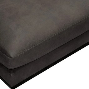 Poef Odissi met houten plaat - leer Kentucky antraciet 01 - 83 cm breed