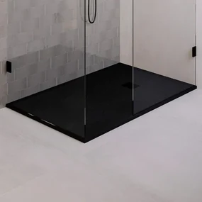 BRAUER Relievo Crag Douchebak 160x90cm antislip antibacterieel mineraalmarmer mat zwart DB-RC90X160Z