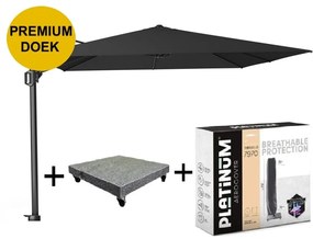 Challenger T1 premium zweefparasol 300x300 cm faded black met parasolvoet 90kg en hoes